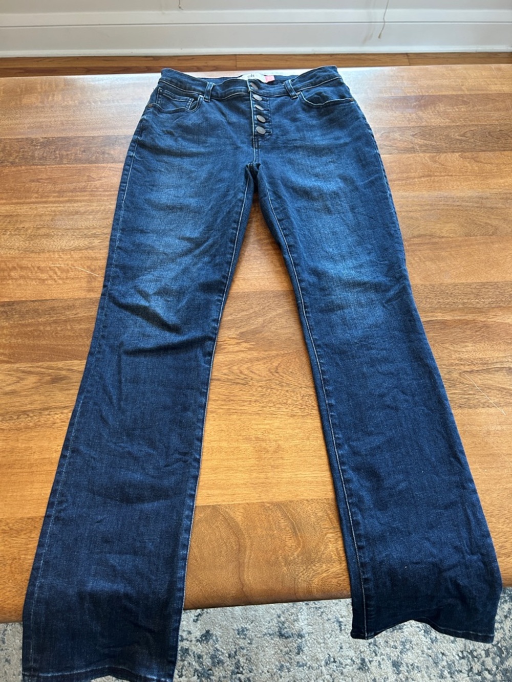 Dark Blue High-Rise Button-Fly Straight Women's Jeans